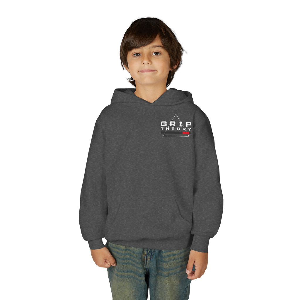 Youth Hoodie — Minimalist Mountain & Sunrise Graphic Pullover