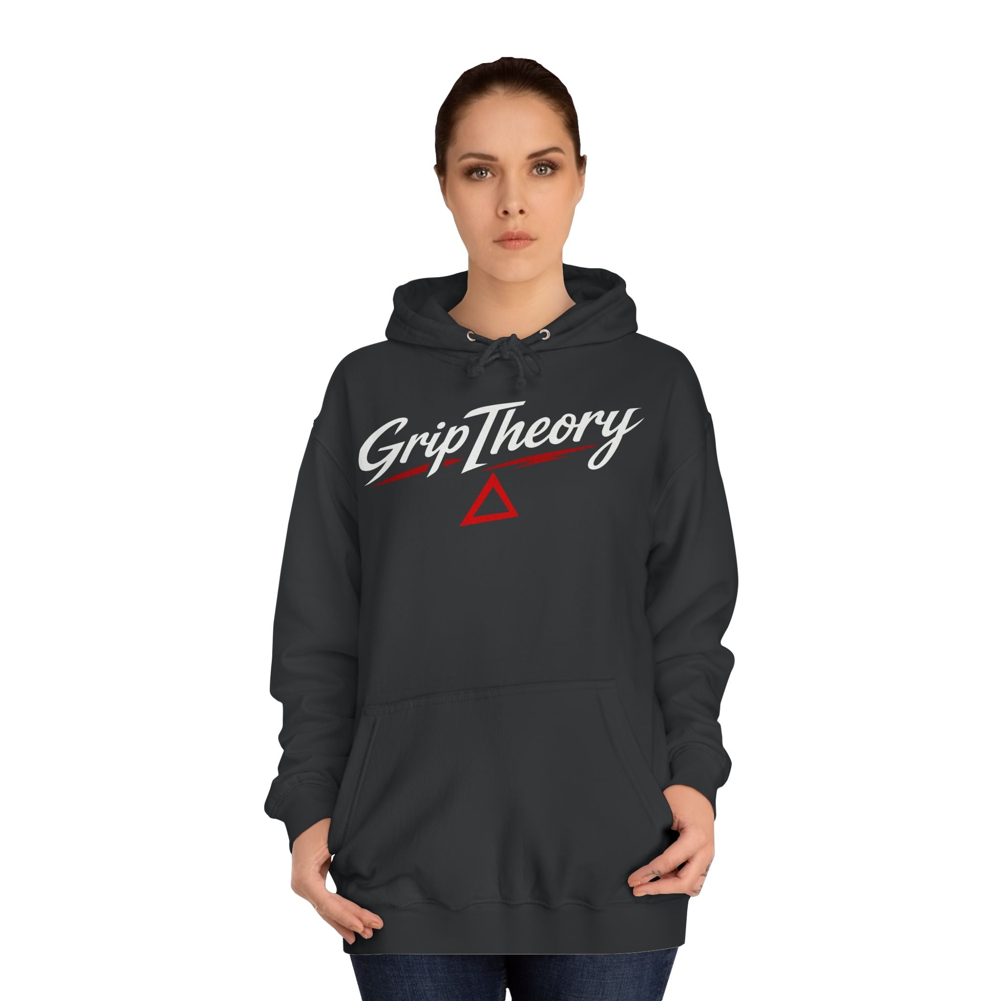 Triangle Minimalist Hoodie — Gothic Red Accent Pullover