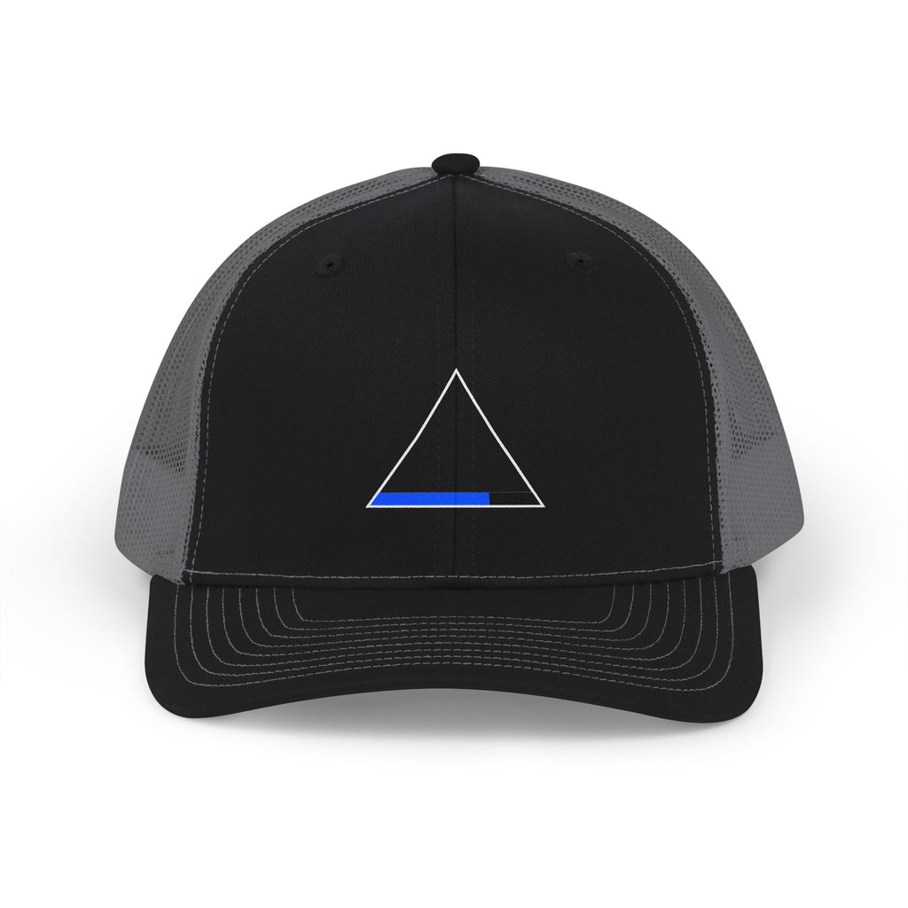 Minimal Triangle Patch Trucker Cap - Blue Accent Snapback
