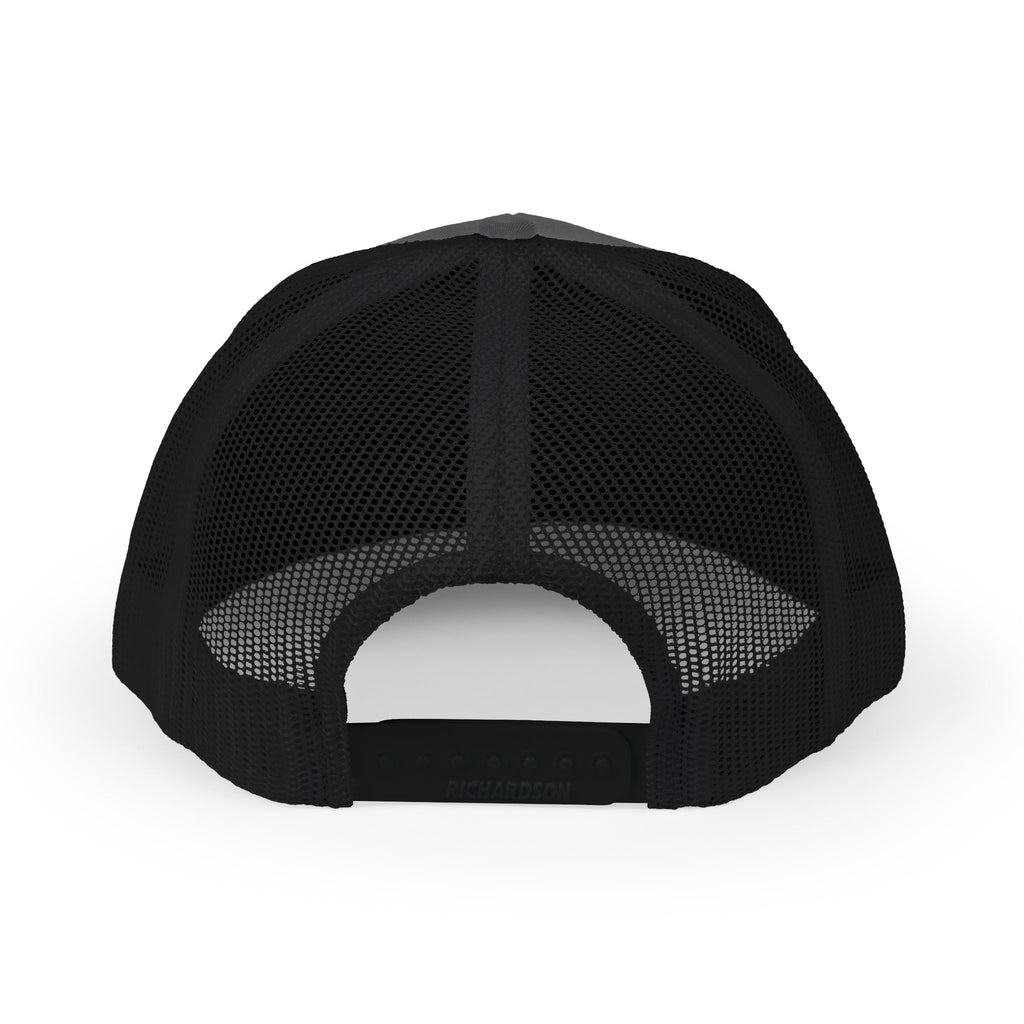 Triangle Minimalist Trucker Cap — Geometric Snapback Hat with Orange Accent
