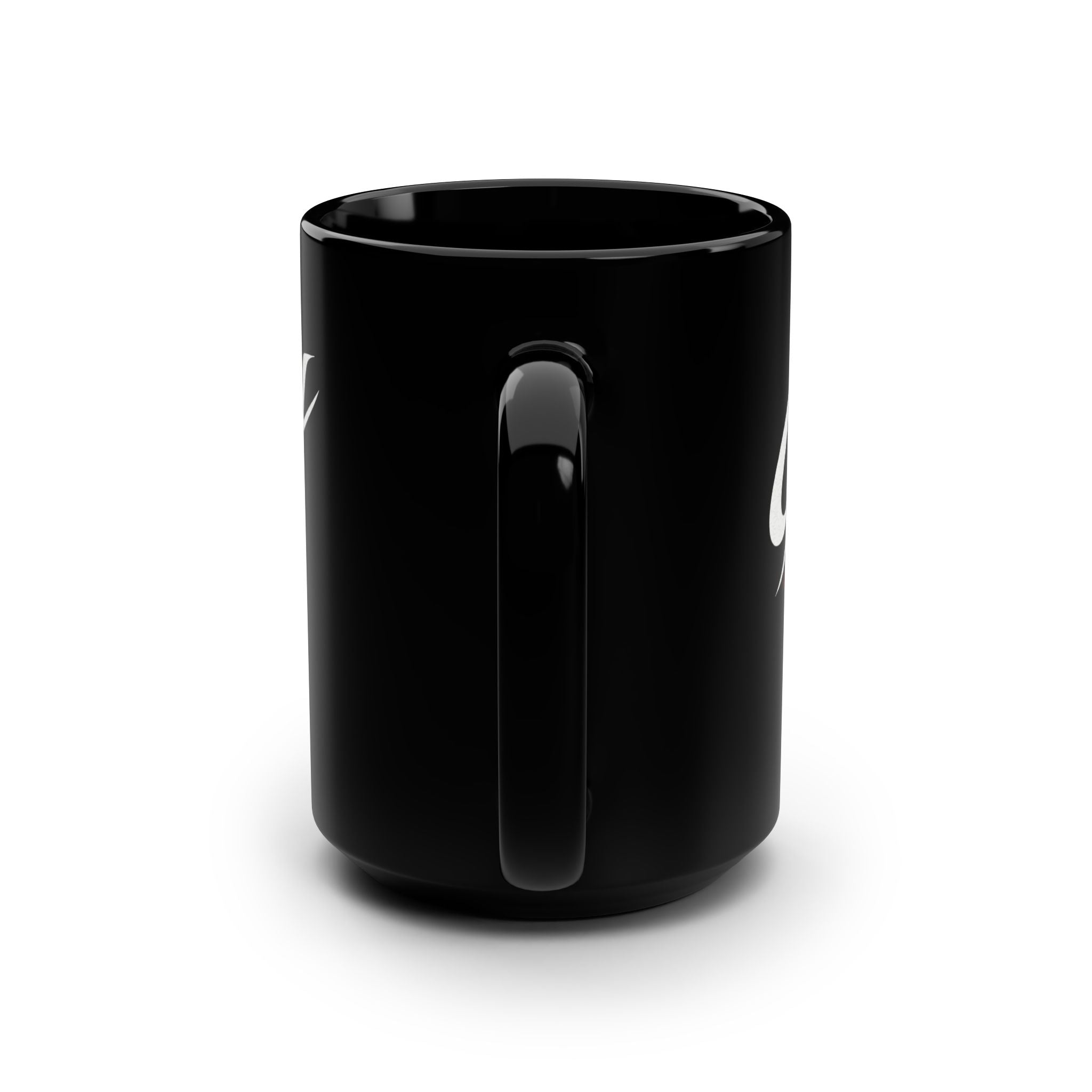 Black 15oz Coffee Mug — 'Grip Theory' Script Logo Design