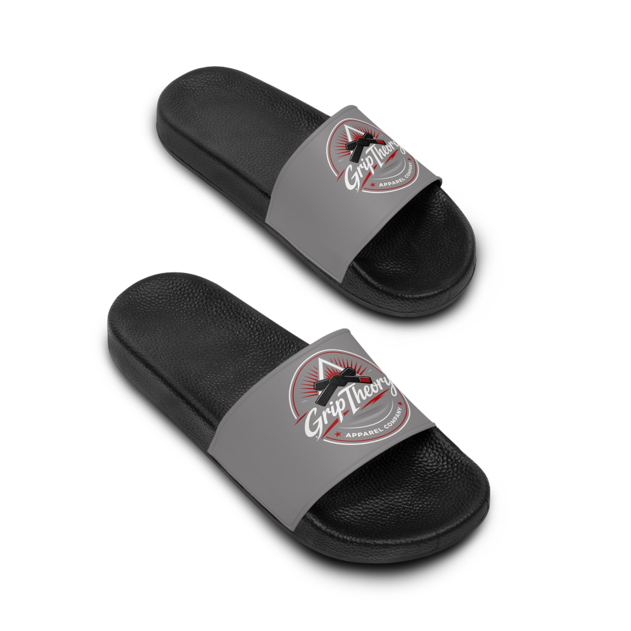 Grey 'GripTheory' Logo Slide Sandals — Men's Casual Pool & Beach Slides