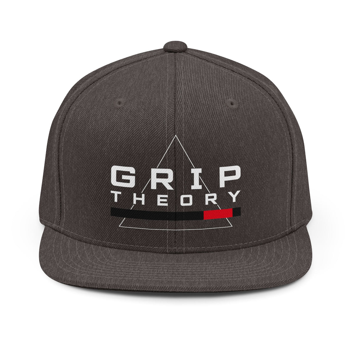 Grip Theory Snapback Hat — Men's Trendy Flat-Brim Cap with Geometric Logo