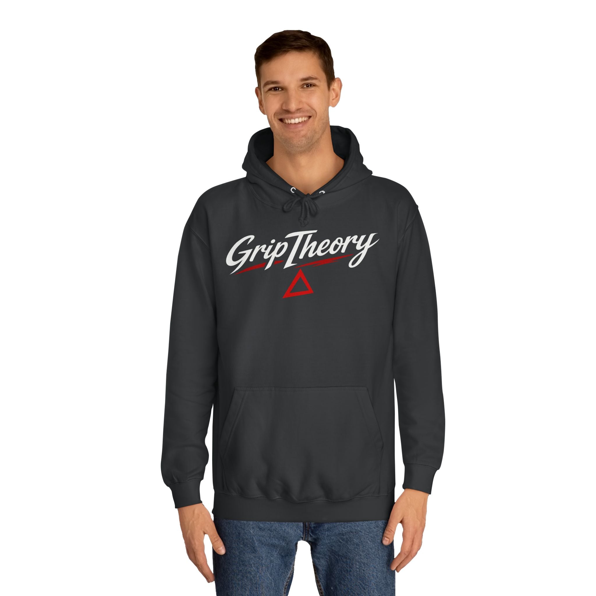 Triangle Minimalist Hoodie — Gothic Red Accent Pullover