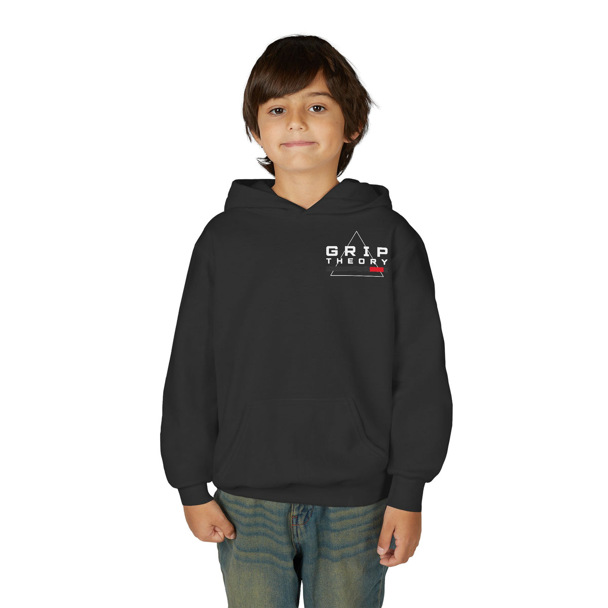 Youth Hoodie — Minimalist Mountain & Sunrise Graphic Pullover