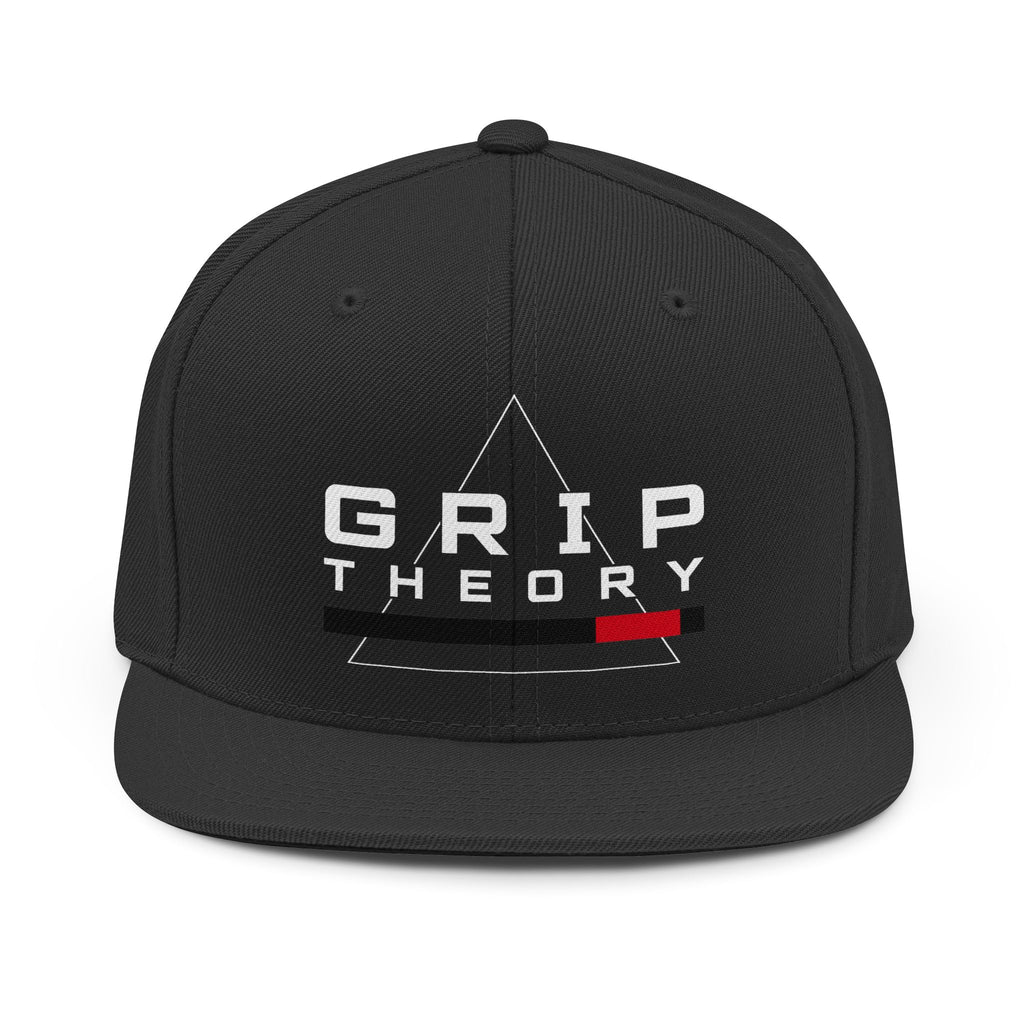 Grip Theory Snapback Hat — Men's Trendy Flat-Brim Cap with Geometric Logo