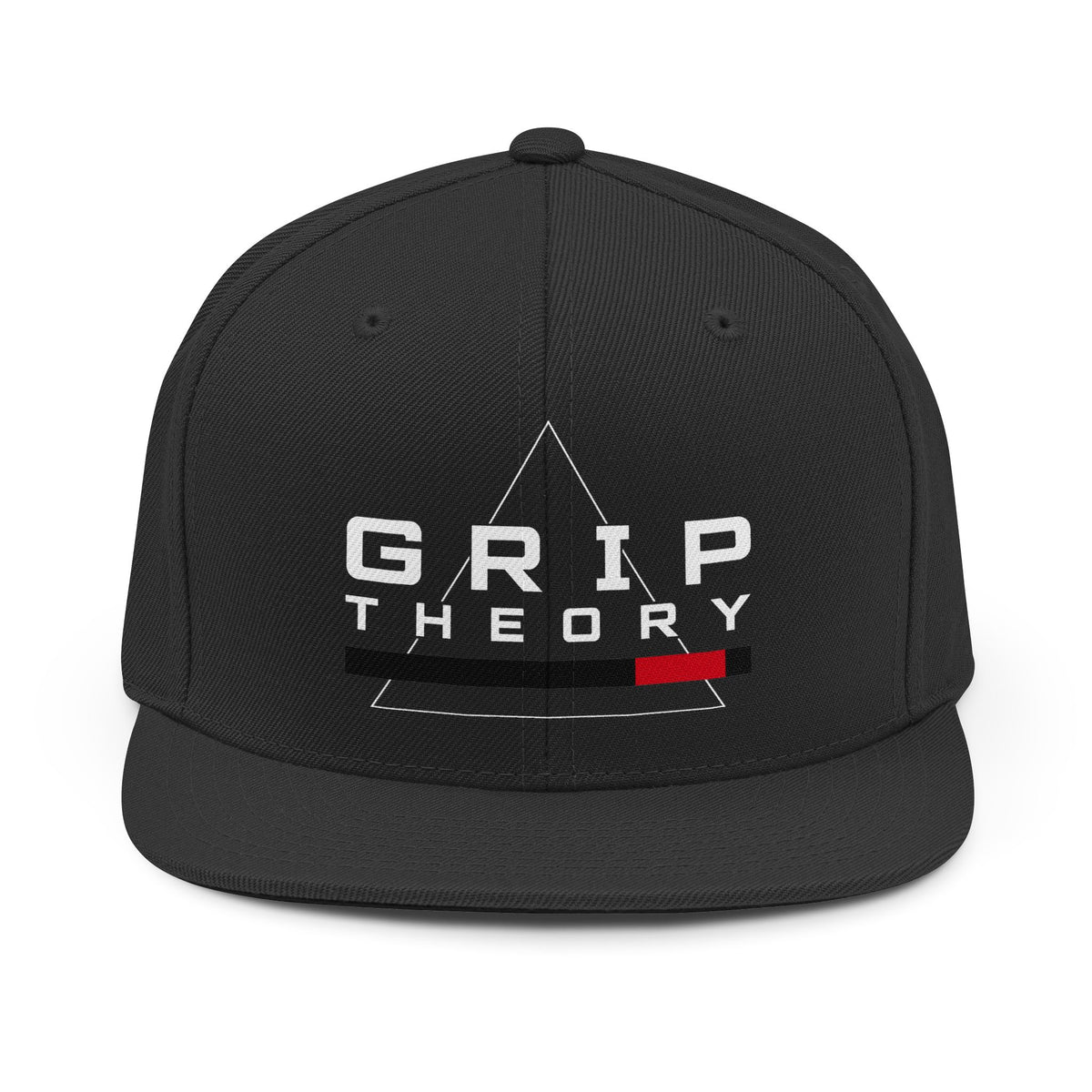 Grip Theory Snapback Hat — Men's Trendy Flat-Brim Cap with Geometric Logo