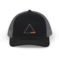Triangle Minimalist Trucker Cap — Geometric Snapback Hat with Orange Accent