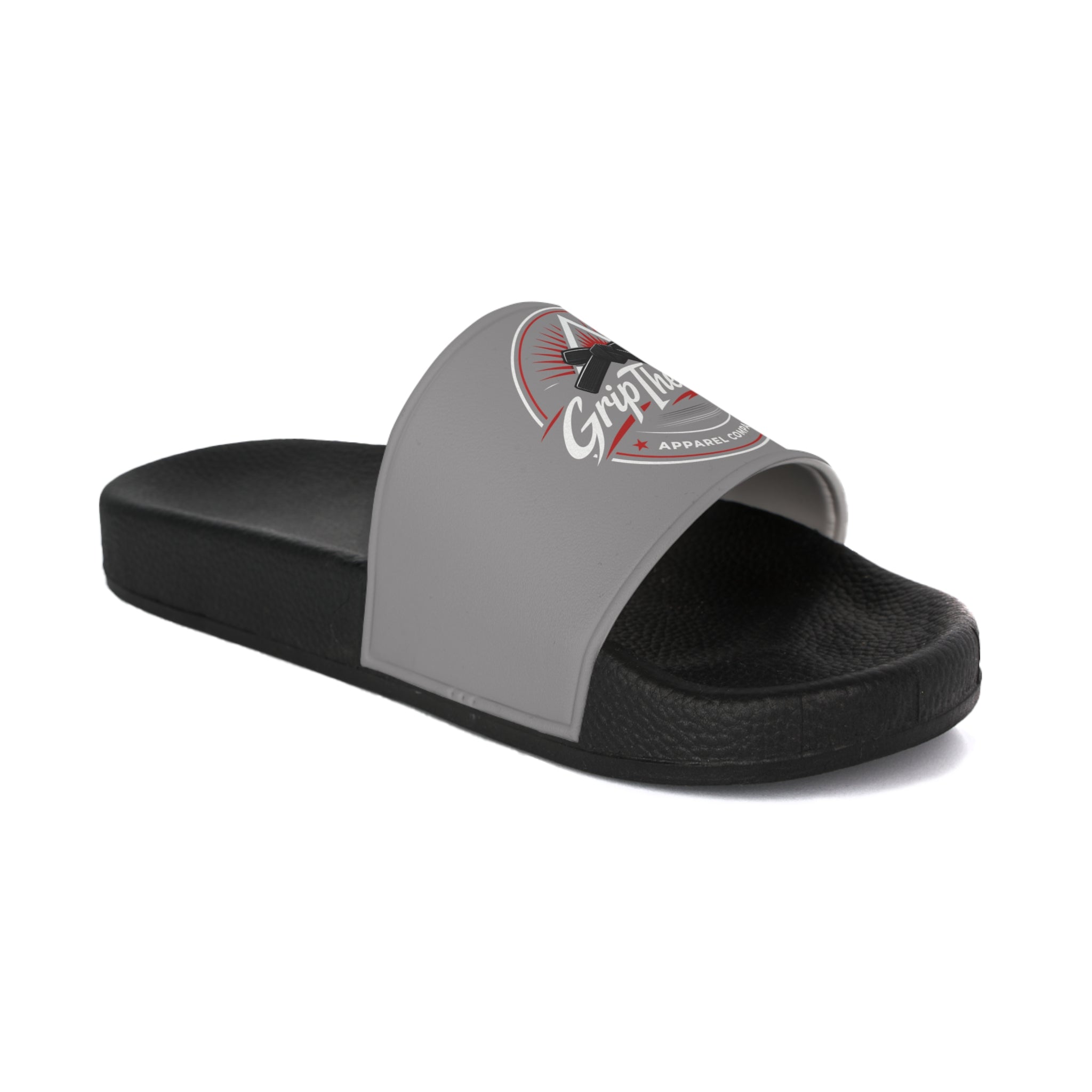 Grey 'GripTheory' Logo Slide Sandals — Men's Casual Pool & Beach Slides