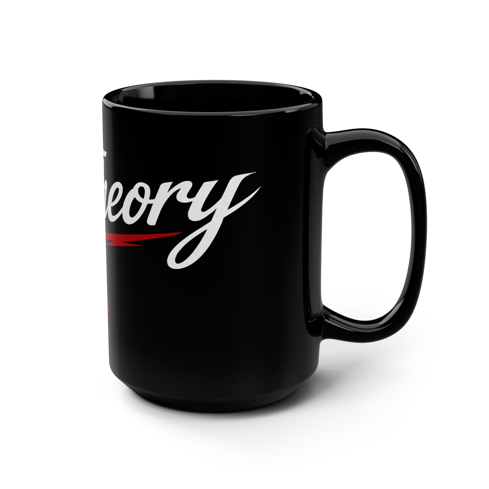 Black 15oz Coffee Mug — 'Grip Theory' Script Logo Design