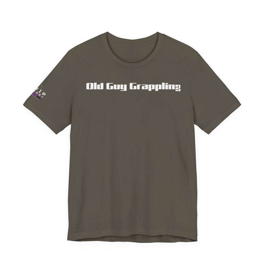 Jiu Jitsu Grappling Martial Arts T-Shirt (Old guy-purple)