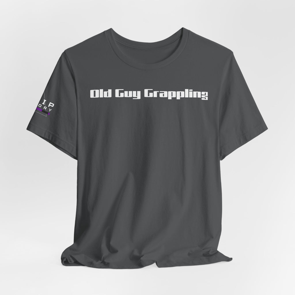 Jiu Jitsu Grappling Martial Arts T-Shirt (Old guy-purple)