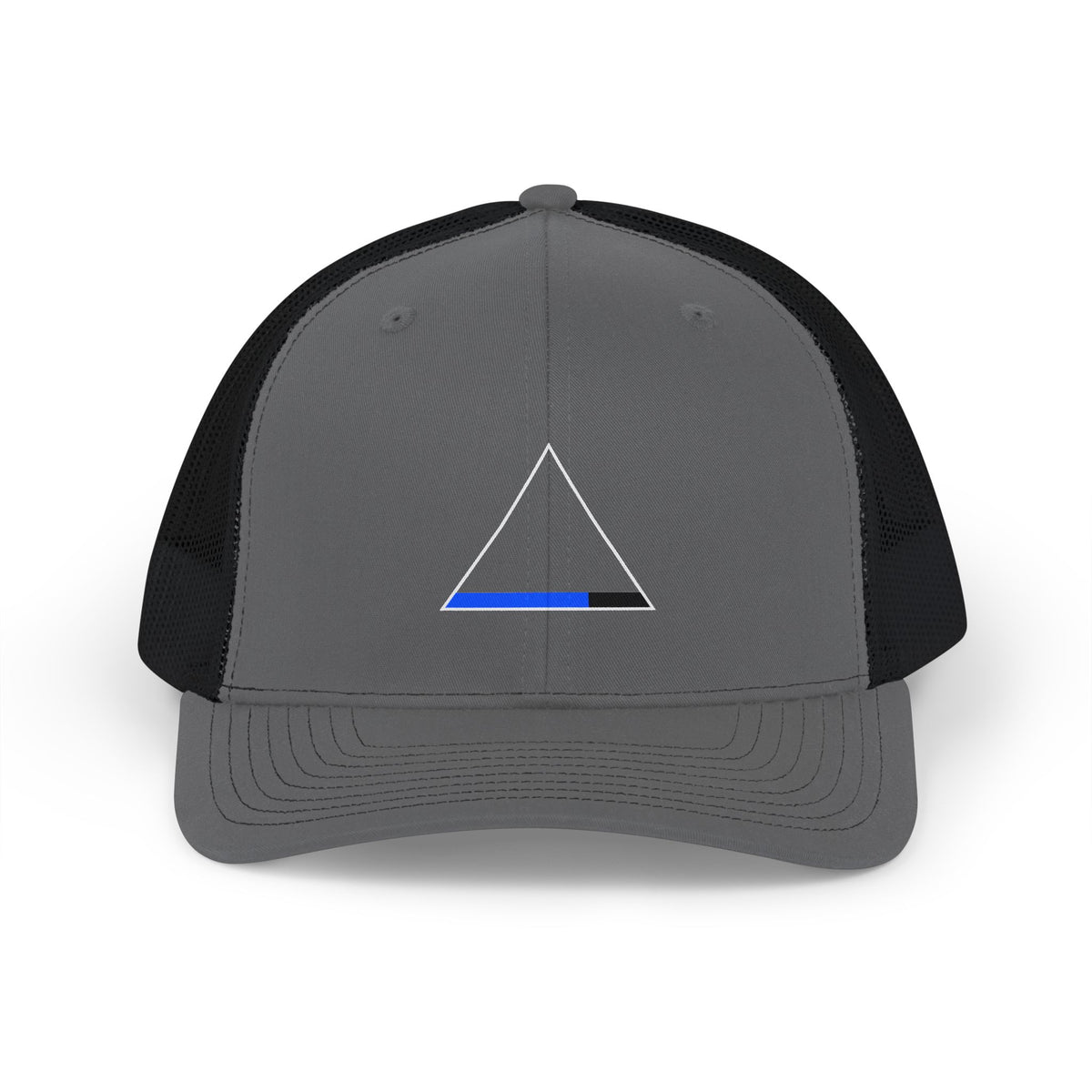 Minimal Triangle Patch Trucker Cap - Blue Accent Snapback